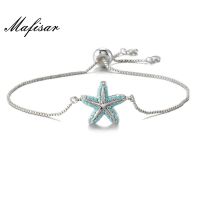 Mafisar 2021 Trendy Starfish Charm Bracelets For Women Blue Zirconia Bracelet Women Party Jewelry Dropship Femme Bijoux