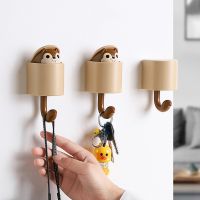 Cute Cartoon Creative Squirrel Small Keychain Hooks Umbrella Key Hanger Adhesive Mountable Wall Hook for Coat Hat for Decoration