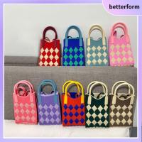 BETTERFORM กระเป๋าใส่เงิน สีสบายๆ กระเป๋าสะพายไหล่แบบสั้น งานทำมือ กระเป๋าข้อมือปม กระเป๋าถือผู้หญิงถัก กระเป๋าสะพายไหล่สายโซ่ กระเป๋าถือแบบถือ กระเป๋าโท้ท