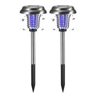 2 Pack Solar Bug Zapper Outdoor Waterproof Mosquito Zapper LED Mosquito Repellent Lamp