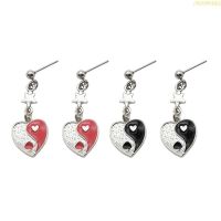 blg Love Heart Earrings Dangling For Women Teen Girls Contrast Color Heart Star Stud Earring Lightweight Jewelry Ornamen 【JULY】