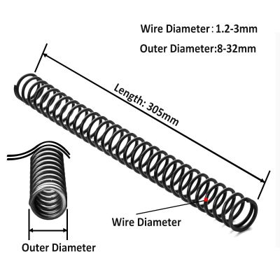 1Pcs Length 305mm Tension Expanding Spring Compression Spring Wire Diameter 1.2-3mm Outer Diameter 8-32mm Electrical Connectors