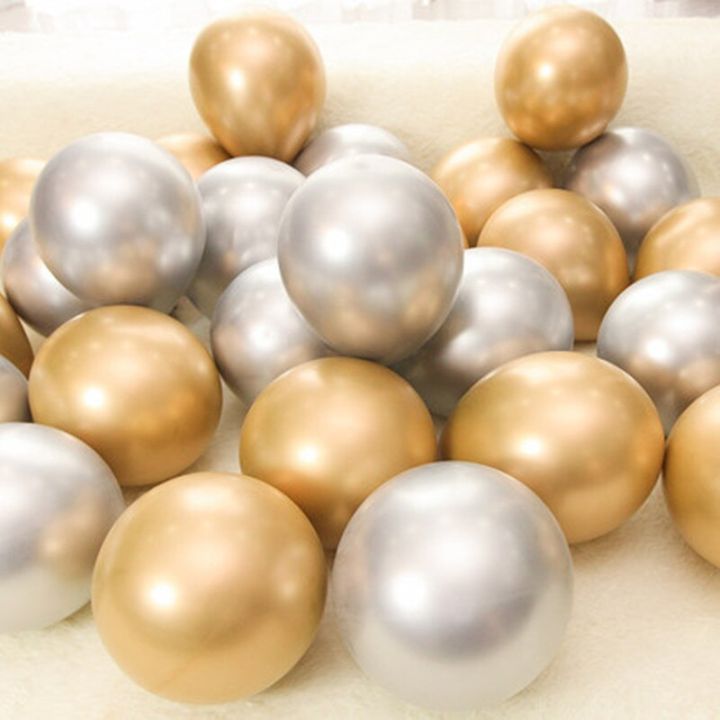 10-20ชิ้น5นิ้วทองเงินเมทัลลิคลูกโป่งยางโลหะโครเมียมบอลลูนตกแต่งงานแต่งงานอุปกรณ์สำหรับงานเลี้ยงวันเกิด