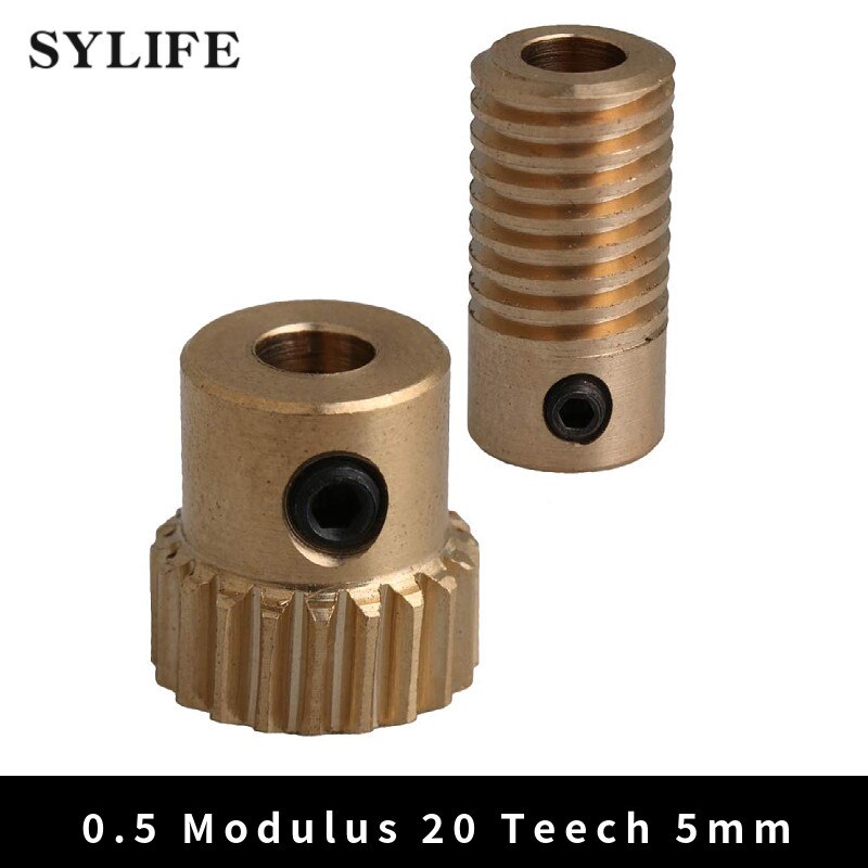 Drive Gearbox Worm 3 to 6.35mm Hole Dia 0.5 Modulus Brass Gear 20-60 Tooth