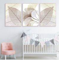 สไตล์บทคัดย่อ Leaf พิมพ์โครงกระดูกใบโปสเตอร์-Cozy Warm สี Botanical ภาพวาดผ้าใบ-Modern Wall Art รูปภาพสำหรับตกแต่งบ้าน