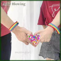 Aolie สร้อยข้อมือรุ้งคู่เลสเบี้ยน2ชิ้นกำไลข้อมือสีรุ้ง