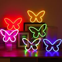 LED Neon Light Butterfly Planet Shaped Sign Neon Lamp 5V USB/Battery Powered Home Decorative Wall Decor Party Room Nightlights