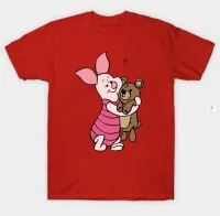 CNY Chineses Dragon ปีใหม่ Red Chothes การ์ตูนช้อนส้อมมีดหมีพูห์วินนี่ (Piglet,Eeyore,Tigger) เสื้อยืดคอกลมผ้าฝ้ายกราฟิกสำหรับผู้ชาย/เสื้อ Gils ชาย Distro Age 1 2 3 4 5 6 7 8 9ปี/เสื้อผ้าแม่ลูก