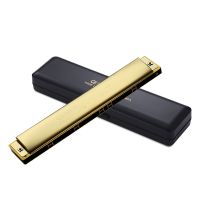 28 Holes Chromatic Harmonica C Slive Mouth Organ Tremolo Harps Woodwind Instruments