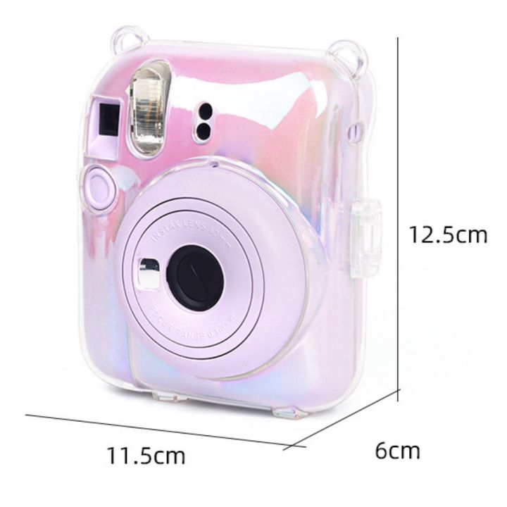 กล่องสีสำหรับ-fujifilm-instax-mini-12กล้อง-pc-กระเป๋าเก็บของภาพถ่ายเคสห่อหุ้มคริสตัลพร้อมสายสำหรับกล้อง-mini12ทันที
