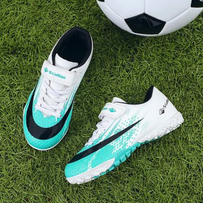 Hot Sale Short Spike HOOK&amp;LOOP Soccer Shoes Boy Girl Breathable Non-slip Childrens Sports Shoes Comfort Kids Football Sneakers