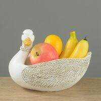 Simulation White Duck Model Statue Resin Sculpture Sundries Storage Case Desktop Ornament Home Decoration Accessories