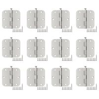 12 Sets of Large Round Corner Square Flush Wood Doors Hinges Windows Iron Hinges Silver