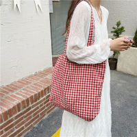 131 Bubble Cotton Double-Sided Shoulder Bag Womens Plaid Floral Patchwork Canvas Bag Small Fresh Shopping Bag Supply