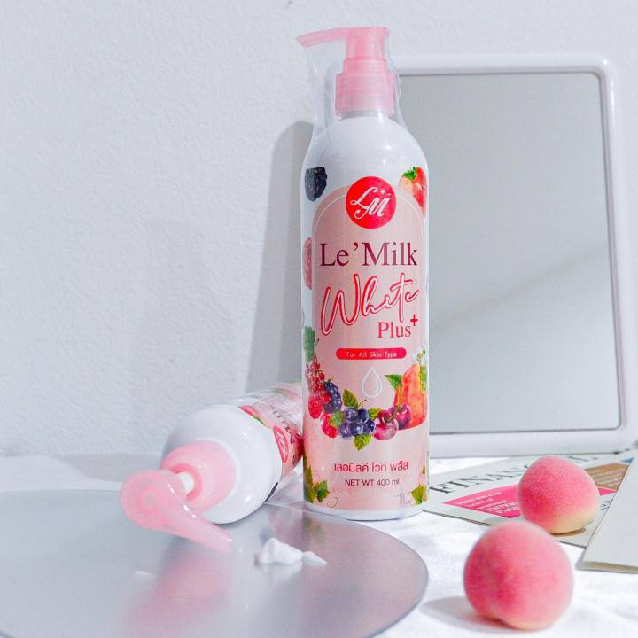 แพ็คเก็จใหม่-โลชั่นเลอมิลค์-ไวท์พลัส-le-milk-white-plus-lotion-สูตรวิตามินรวม-เลอมิลบูสเตอร์นมสด-1-ขวด-ปริมาณ-400ml-ส่งฟรี