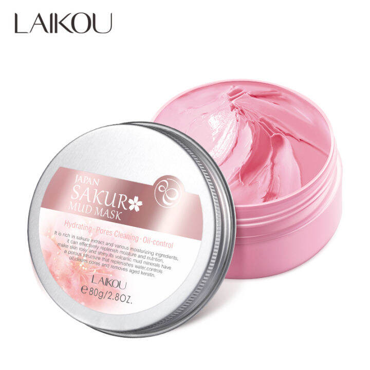 laikou-มาส์กโคลนซากุระ-deep-cleansing-remove-blackheads-whiteheads-oil-control-clay-mask-80g