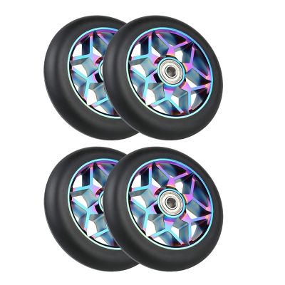 4 Pcs 110mm Scooter Replacement Wheels Scooter Wheels with Bearing for Rocking Cars, Extreme Cars, Scooters