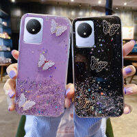 เคสโทรศัพท์ Vivo Y36 Y27 5G Y02 Y02A Y02T เลื่อมเงาสวยงามพร้อมการออกแบบเครื่องประดับผีเสื้อ SIlicone นิ่มเคส vivo y02 เหมาะสำหรับสุภาพสตรีเคสโทรศัพท์