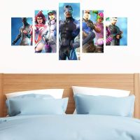 ۩ วิดีโอเกม Heros Team Character 5 ชิ้น Wall Art ผ้าใบ HD โปสเตอร์ภาพวาดสำหรับห้องนั่งเล่นห้องนอนภาพตกแต่งบ้านตกแต่ง