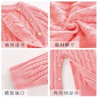 [COD] Baby clothes season knitted sweater romper jacket jumpsuit thin section baby girl suit bag fart