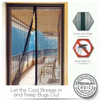 Upgrade Door Curtain Magnetic Screen Door, Double Patio Mesh Cover with Full Frame Magnetic Mesh Net for Sliding Full Frame Hook&Loop Fit Door