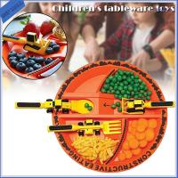 1 Set Construction Themed Toddler Utensils Fork Spoon Pusher Kids Flatware Car Bulldozer Excavator Childrens Toy Tableware Set