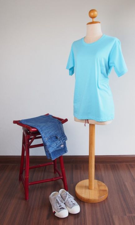 เสื้อยืดคอกลม-เสื้อผ้าคอตตอน-100-เสื้อยืดสีพื้น-t-shirt-cotton-100