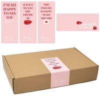 50Pcs/Pack Pink Paper Sealing Sticker IM SO HAPPY TO SEE YOU Sealing Label 6x15cm Rectangle Packaging Stickers for Gift Box Stickers Labels