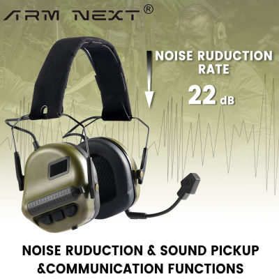 ARM NEXT Electronic Tactical Headphone การป้องกันการถ่ายภาพ Noise Cancelling Earmuff Military Communication Earphones