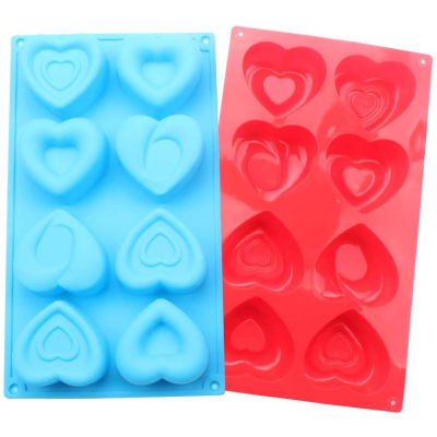 GL-แม่พิมพ์ ซิลิโคน รูปหัวใจ 3 แบบ 8 ช่อง (คละสี) Hearts Silicone Molds