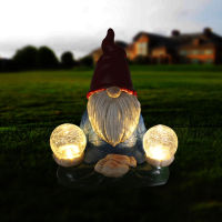 Micro Resin Gnome Figure Sculpture with Solar Lantern Outdoor Garden Statue Decoration Figurine Dwarf Landscape Ornaments