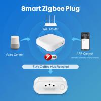 CoRui Tuya ZigBee ซ็อกเก็ต16A บราซิลปลั๊กมาตรฐานที่มีการวัดพลังงานศัพท์เสียงการควบคุมระยะไกลผ่านทาง Alexa Home