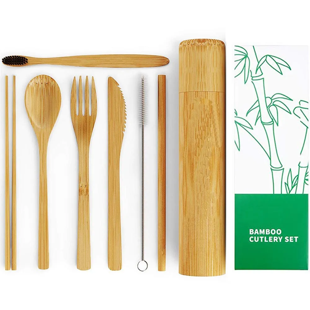 Portable Bamboo Cutlery Travel Ecofriendly Fork Spoon Set 通販 激安