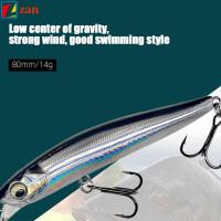 ZAN 80มิลลิเมตร/14กรัม เบสลายทาง Crankbaits เหยื่อปลาซิว ตะขอปลาตะขอ ตกปลาในฤดูหนาว เหยื่อปลาซิวจม