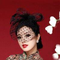 CHARMAT Band French Tail Lady Fascinator กิ๊บหนีบผมแต่งงานหมวกฮิปฮอปกิ๊ฟติดผมตาข่ายหรูหรา