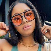 Retro Double Bridge Square Sunglasses Women 2023 Trending Vintage Brand Designer Orange Sun Glasses Cute Female Eyewear UV400 Cycling Sunglasses