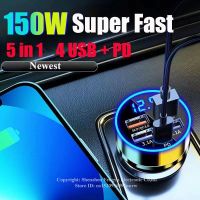 USB Car Charger Type C 150W 5 Port PD Fast Charging Adapter for iPhone 13 Pro Max 14 Plus 12 11 Samsung Huawei Xiaomi Oneplus Car Chargers