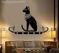 Wall stickers✔♧∋ 13guejudroto1971 Decoração de parede com animal adesivo decoração para quarto egípcio antigo poster gato egípcio arte vinil mural removível d542