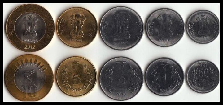 ชุดสะสมเหรียญอินเดีย5ชิ้นดั้งเดิมของโลกเอเชียของแท้เหรียญของขวัญเหรียญมิ้นท์
