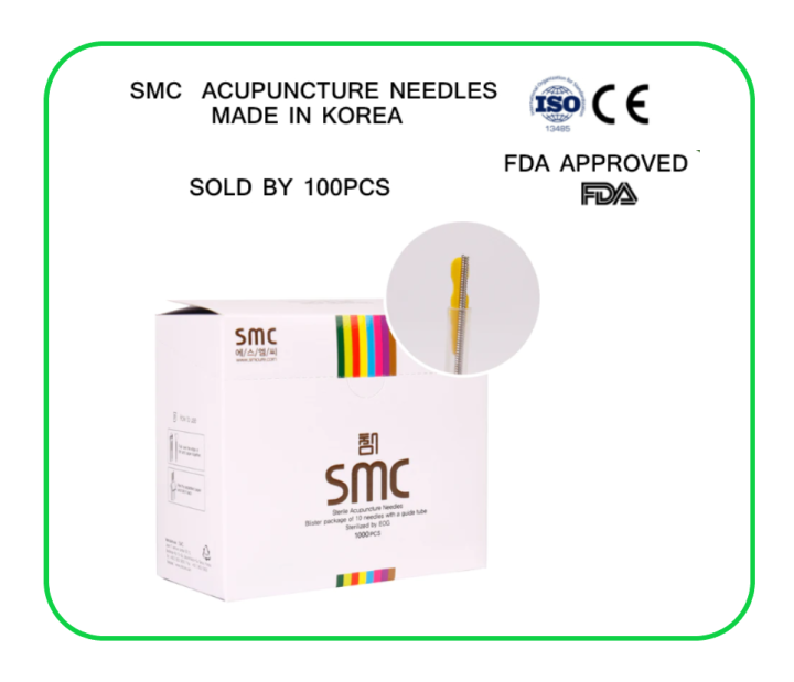 SMC Sterile Acupuncture Needles with Individual Tube, 100 needles per