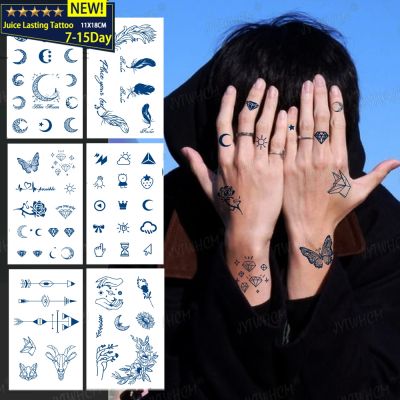 【YF】 Juice Waterproof Temporary Tattoo Stickers Star Moon Lasting Small Diamond Butterfly Fake Tatoo Hand Art Men Women