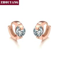 ❆✘❖ Zhouyang(โจวหยาง)ต่างหูสตั๊ดสำหรับผู้หญิงสไตล์เรียบง่ายสีโรสโกลด์แฟชั่นเครื่องประดับคริสตัลออสเตรีย E547