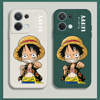 เคส OPPO Reno8 5G Case Luffy เคสกันกระแทกซิลิโคนเหลวแบบเต็มรูปแบบต้นฉบับสี่เหลี่ยมจัตุรัสตัวป้องกันกล้องด้านหลัง