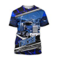 Summer top short sleeve crew neck mens T-shape truck graphic 3D print fashion casual plus size T-shirt Street