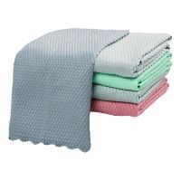 ♘ 5Pcs Microfiber Wipe Towels Glasses Cleaning Cloth Dishcloth Reusable Fish Scales Design Dish Rags Kitchen Magic Cleaning Tools