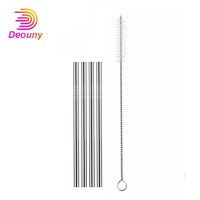 DEOUNY 4PCS Short Metal Straws For Cocktail Glasses Reusable Cocktai Stainless Steel Straws With Cleaning Brushes For Kids Party Specialty Glassware