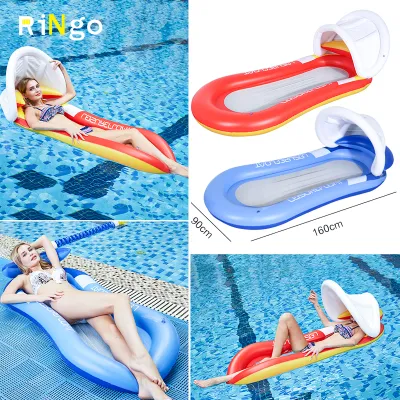 Bkkgo-Inflatable เปลลอยน้ำเตียงลมลอยน้ำ Lounge เก้าอี้ Drifter สระว่ายน้ำห่วงยางชายหาดสำหรับผู้ใหญ่ เบาะนอนแบบเป่าลม ใช้ได้กับเด็กและผู้ใหญ่
