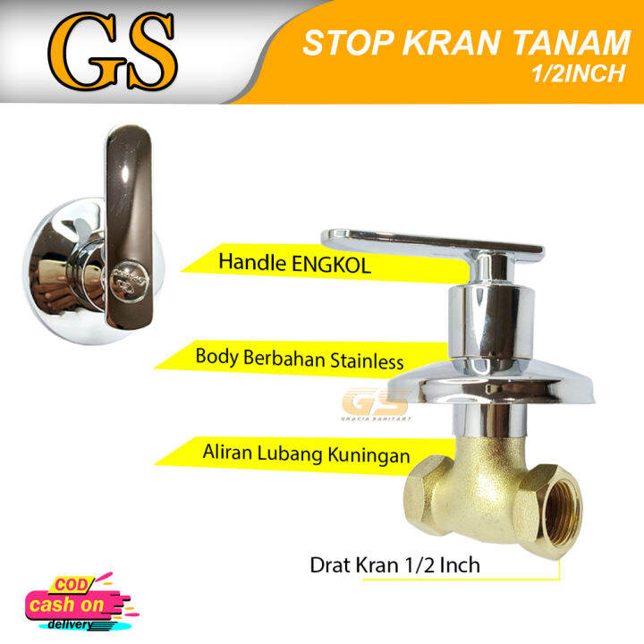 Stop Kran Shower Tanam Kran Dinding Kran Toilet Inch Kuningan Dan