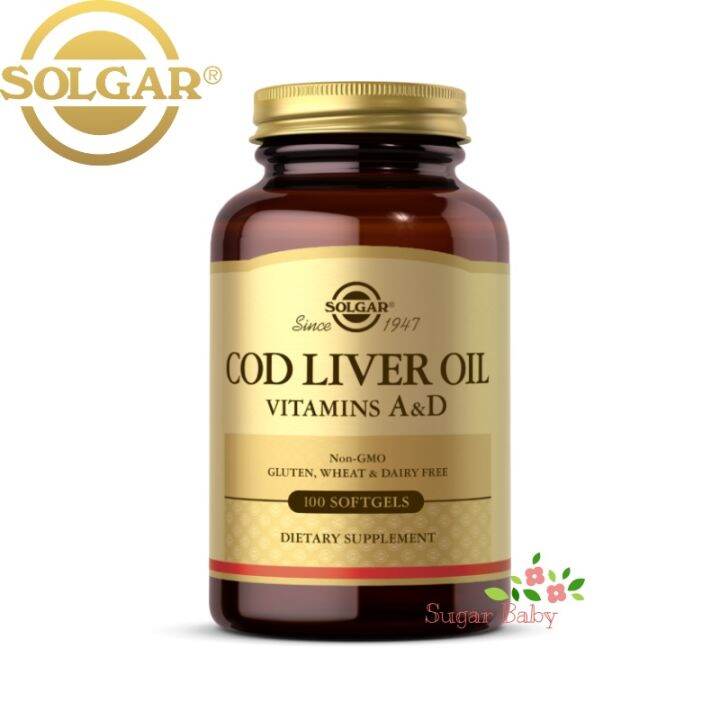 Solgar Cod Liver Oil Vitamins A And D 250 Softgels น้ำมันตับปลา ผสมวิตามินเอและวิตามินดี 250 ซอฟท์