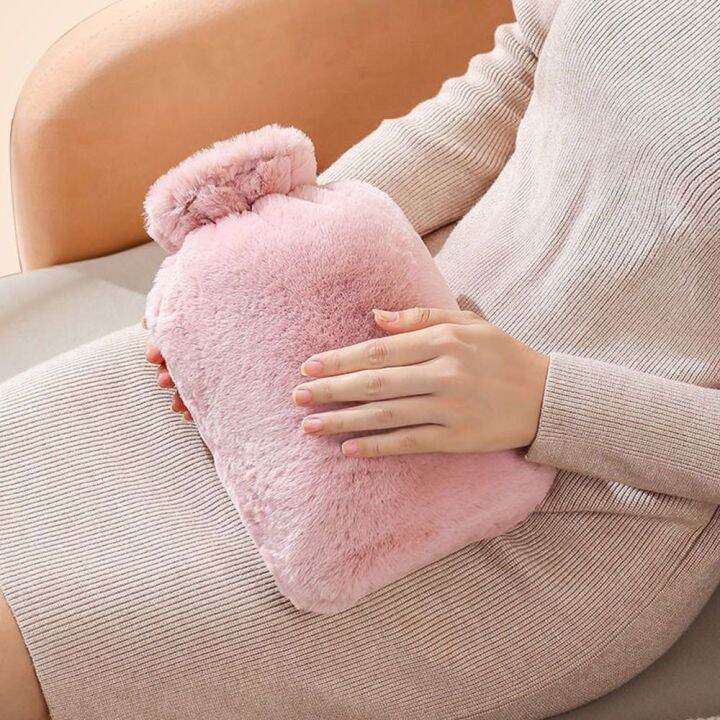 flate-ขนกระต่ายเทียม-กระเป๋าใส่น้ำร้อน-นุ่มนุ่มๆ-1l-2l-กระเป๋าใส่น้ำอุ่น-น่ารักน่ารักๆ-พีวีซีพีวีซี-ถุงยางกันอุ่นน้ำ-คอไหล่หลังมือขาเอว
